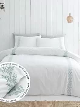 Bianca Fine Linens Embroidery Leaf 100% Cotton Duvet Cover Set