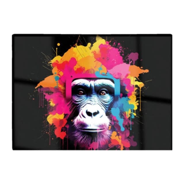 Warren Reed Designer Multi Coloured Monkey Face Glass Chopping Board