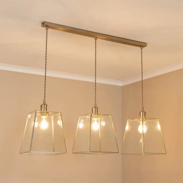 ValueLights ValueLights Susie Glass Lantern Lamp Shade 3 Drop Diner Ceiling Pendant Light with LED Bulbs in Silver Silver One Size Unisex 505940606366