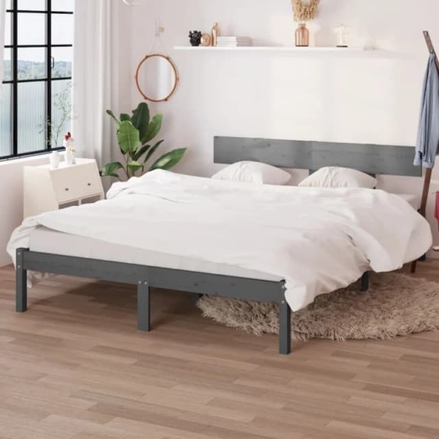 VIDAXL Bed Frame without Mattress Grey Solid Wood Small Double Vidaxl 8720286762806