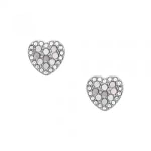 Fossil Stainless Steel Mother Of Pearl Heart Stud Earrings JF03413040