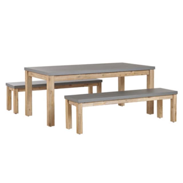 Beliani Garden Dining Set With Benches 6 Seater Ostuni Concrete Grey