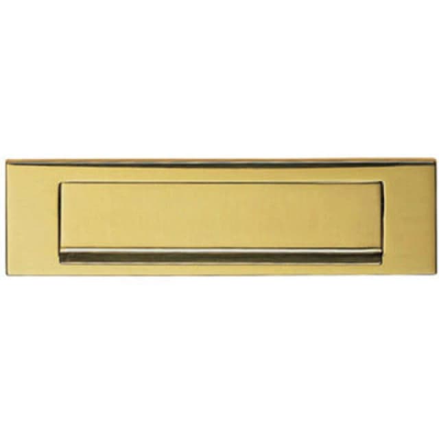 Loops Inward Opening Letterbox Plate 224mm Fixing Centres 254 x 78mm Polished Brass Metallics