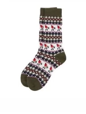 Barbour Robin Fair Isle Socks -olive, Olive, Size S-M, Women