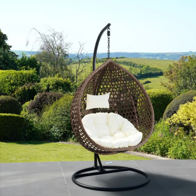 Artemis Home Sunbury Hanging Swing Single Egg Pod Chair in Cream Cream Unisex