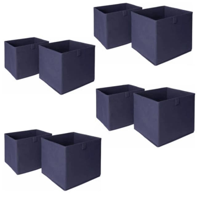 OHS OHS Pack of 8 Plain Folding Storage Boxes in Navy Navy One Size Unisex 5027434163038