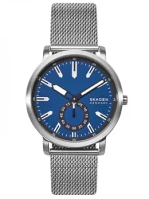 Skagen Mens Colden Stainless Steel Blue Dial Mesh Strap Watch SKW6610