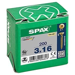 Spax Pz Countersunk Yellox Screws - 3x16mm Pack Of 200