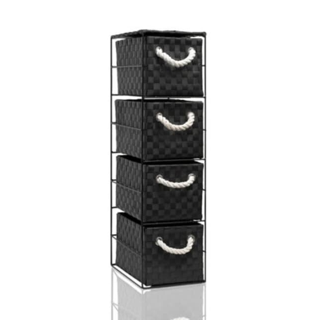 Arpan Black 4-Drawer Storage Unit (4-Drawer 18X25X65Cm)