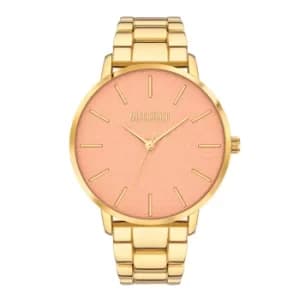 Missguided Gold Alloy Bracelet Watch with Pink Dial