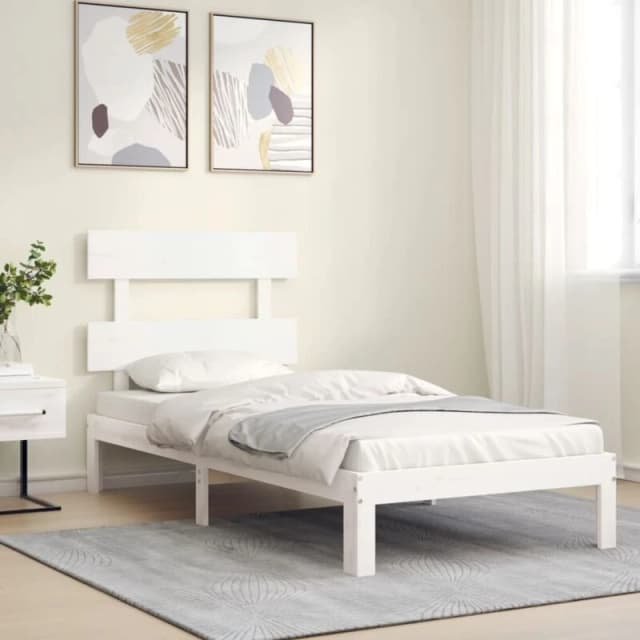 VIDAXL Bed Frame without Mattress White 100x200cm Solid Wood Pine Vidaxl 8720845986926