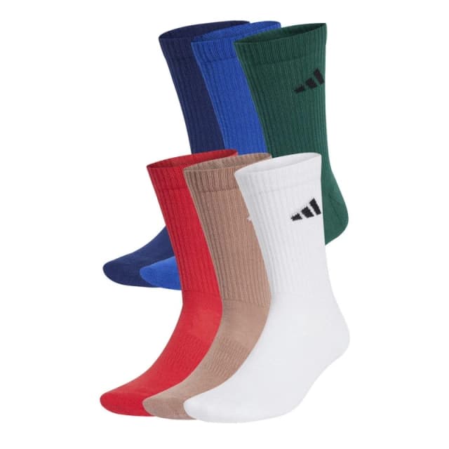 adidas 6-Pack Logo Crew Socks Adults Crew Socks M 6.5-8 Multi 43338670050
