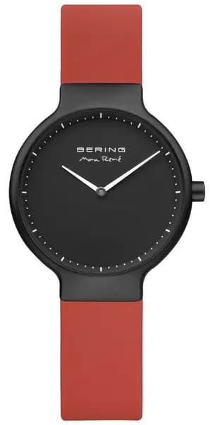 Bering 15531-523 Max RenA Red Strap Black IP Plated Case Watch