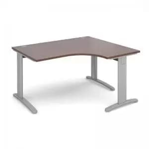TR10 deluxe right hand ergonomic desk 1400mm - silver frame and walnut