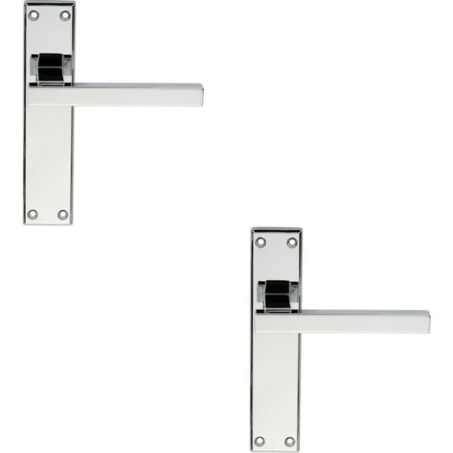 Loops 2x PAIR Straight Square Handle on Latch Backplate 180 x 40mm Polished Chrome Multi