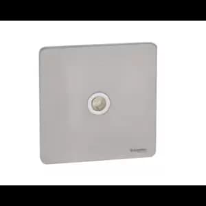 Schneider Electric Ultimate Screwless Flat Plate - Single TV/FM Aerial Socket, GU7410WSS, Stainless Steel with White Insert