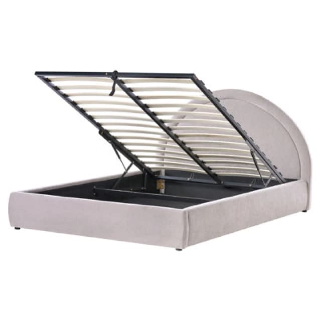 Beliani Ottoman Bed Chenille Mouzon 160 X 200 Cm (Eu King Size) Taupe