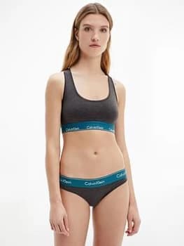 Calvin Klein Logo Waistband Unlined Bralette - Grey
