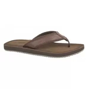 PDQ Mens Toe Post Mule Flip Flops (11 UK) (Brown)