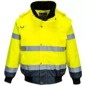 Portwest - C465YNRS - sz S Hi-Vis Contrast Bomber Jacket - Yellow/Navy - Yellow/Navy