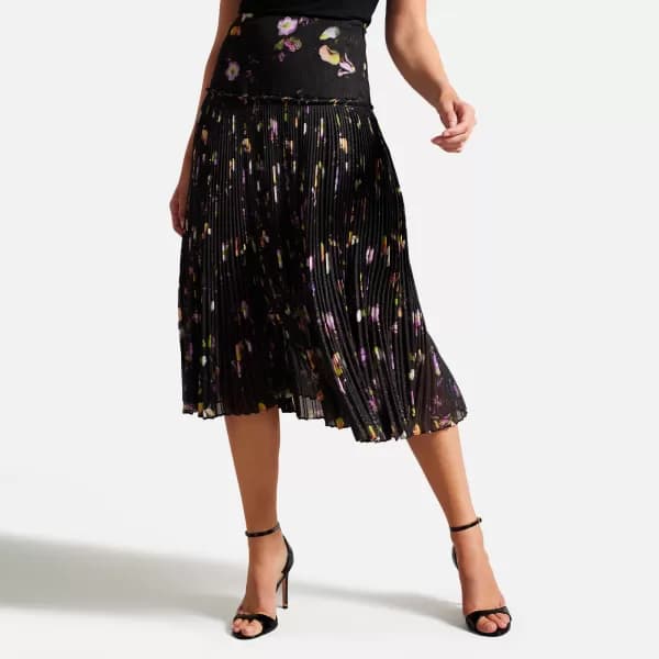 Ted Baker Tereysa Floral Pleated Jersey Skirt - UK 10