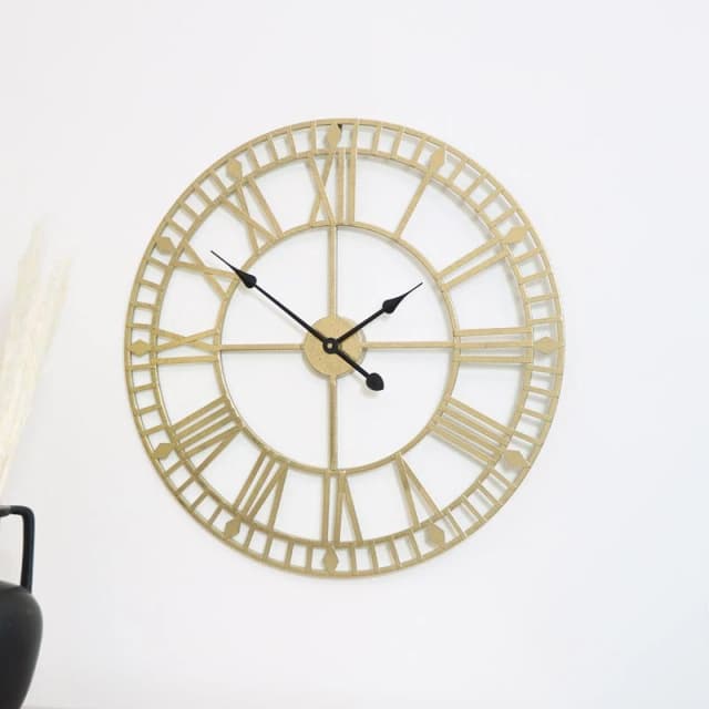 Melody Maison Gold Metal Skeleton Clock 60cm X 60cm Gold