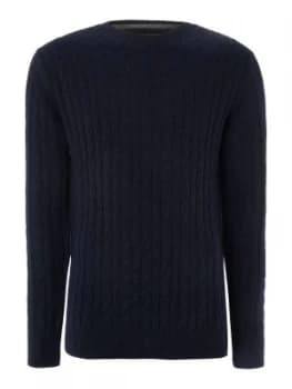 Mens Barbour Essential cable crew neck jumper Blue