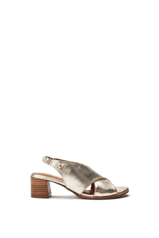 Moda In Pelle Womens 'Prinia' Leather Heeled Sandals in Metallic Gold Size: 4 Metallic Gold Female 4