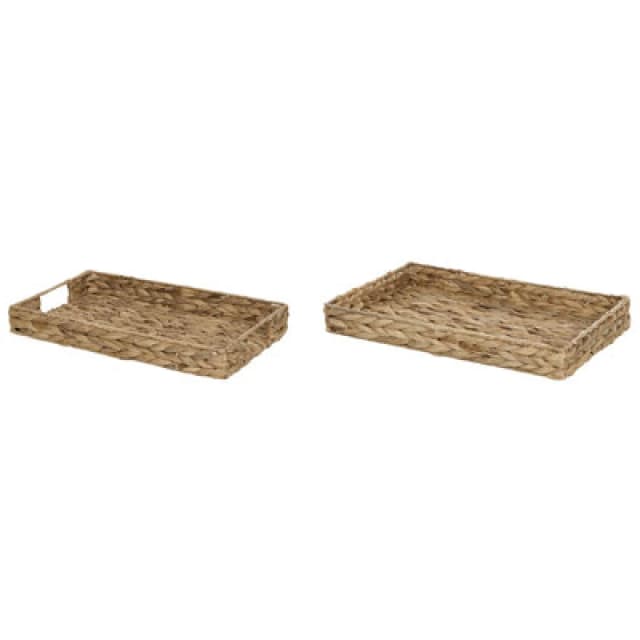 Beliani Set Of 2 Decorative Trays Kontum Wicker Natural