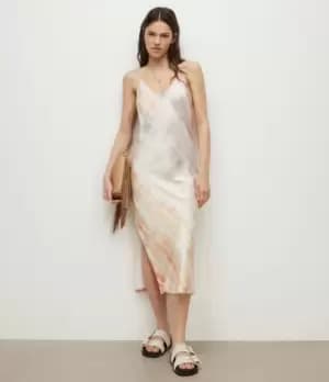 AllSaints Womens Melody Marea Silk Blend Dress, Rainbow Pink, Size: 10
