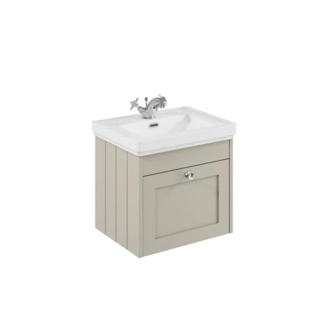 Balterley 500mm Wall Hung 1 Drawer Unit & Classic Basin 1 Tap Hole - Pebble Grey Grey Unisex