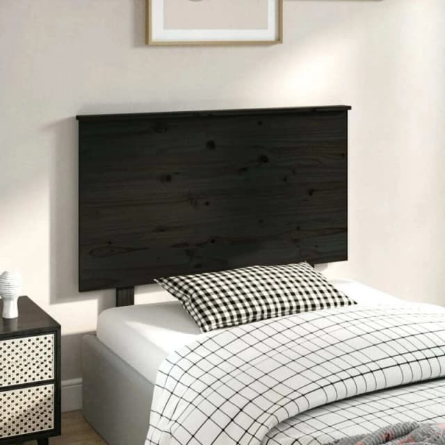 Vidaxl Bed Headboard Black 94X6X82.5cm Solid Wood Pine, Black 819154