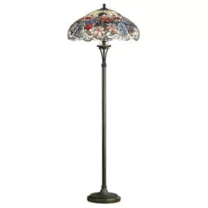 2 Light Floor Lamp Dark Bronze, Tiffany Glass, E27