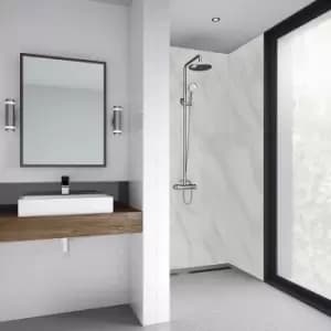 Mermaid Carrara Laminate Shower Wall Panel Tongue & Groove 2420mm x 885mm in Marble