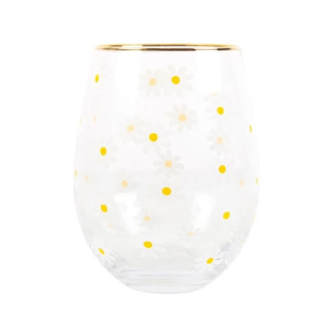 Something Different Something Different Spring Time Daisy Stemless Wine Glass in White White One Size Unisex 5063425776696