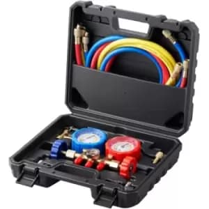 VEVOR 3-Way AC Diagnostic Manifold Gauge Set Fits for R134A, R22, R12, R502 Refrigerant, AC Gauge Set with 5ft Hoses, Couplers, Can Tap for Car A/C Sy