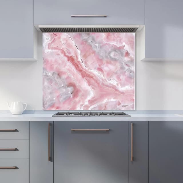 Warren Reed - Designer Pale & Grey Marble Effect Kitchen Splashback in Purple Size: 700mm x 750mm Purple Unisex 700mm x 750mm