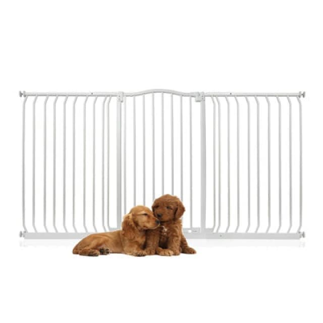 Bettacare Extra Tall Curved Top Dog Gate, 179Cm - 188Cm, Matt White, Extra Tall 100Cm In Height, Pressure Fit Pet Gate