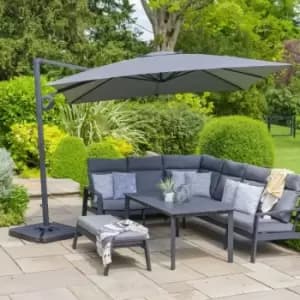 Leisuregrow Santorini Dusk Grey 3.0m Square Cantilever Parasol