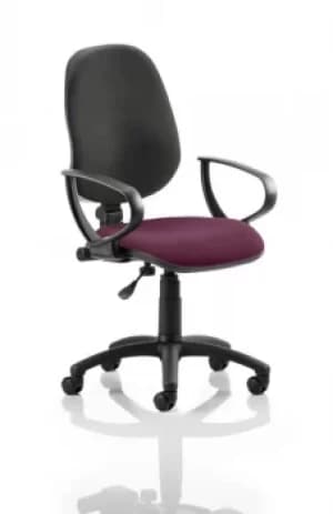 Eclipse I Lever Task Operator Chair Black Back Bespoke Seat With Loop Arms In Purple