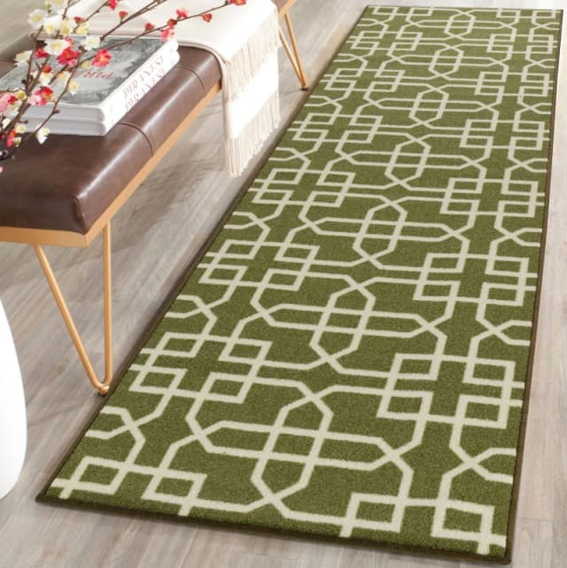 Smart Living Siam Heavy Duty Machine Washable Hallway Kitchen Non Slip Door Mat in Green Size: 80cm x 300cm Green Unisex 80cm x 300 cm