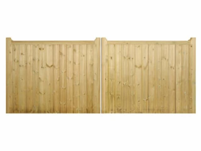 Cannock Gates Drayton Square Top Low Double Driveway Gate - Pressure Treated Scandinavian Redwood - W2400 X H950 mm