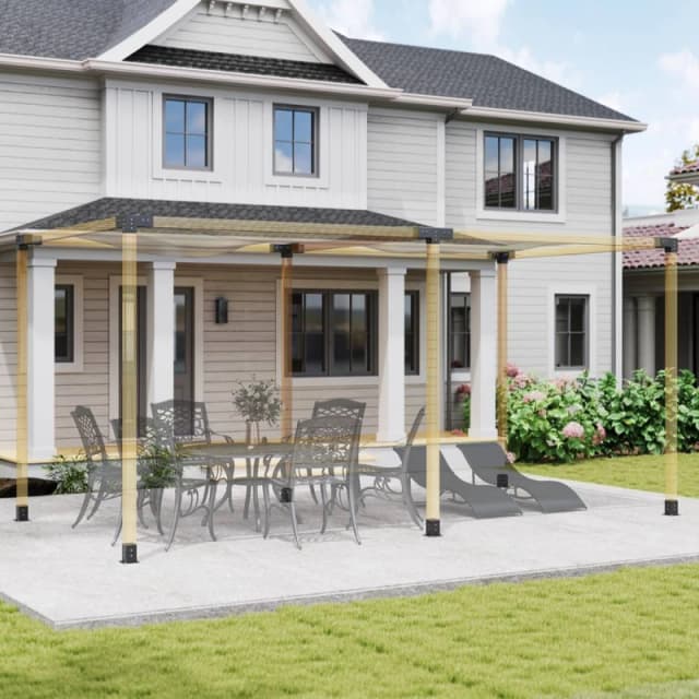 OUTSUNNY Pergola Kit, Pergola Brackets with 3-Way & 4-Way Corner Brackets in Black Unisex