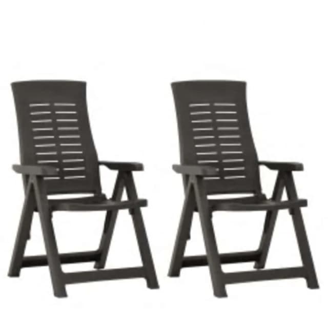 VIDAXL Garden Reclining Chairs 2 pcs Plastic Anthracite vidaXL 8720286314548