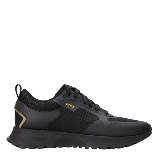 BOSS Jonah Runn Trainers - Black/Gold Size 8, Men Black/Gold VM5PN Male 8