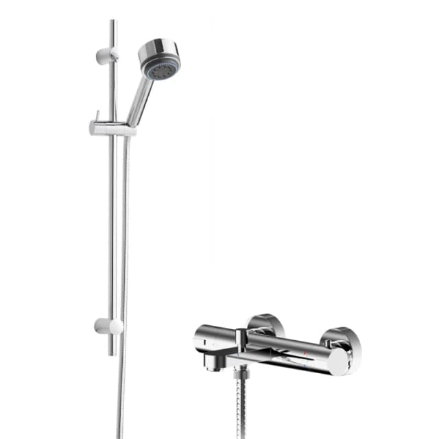 BALTERLEY Pride Wall Mount Thermostatic Bath Shower Mixer Tap with Linear Slide Rail Kit - Chrome Balterley BSBR116BV2