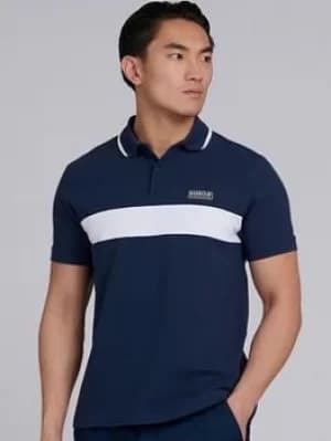 Barbour International Block Stripe Polo Shirt, Navy, Size L, Men