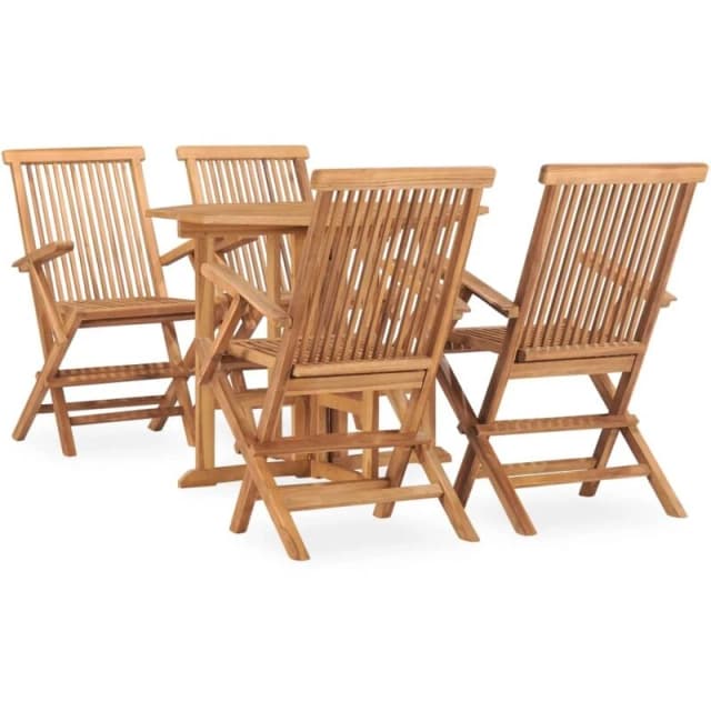 VIDAXL 5 Piece Folding Outdoor Dining Set Solid Teak Wood Vidaxl 8720286223918