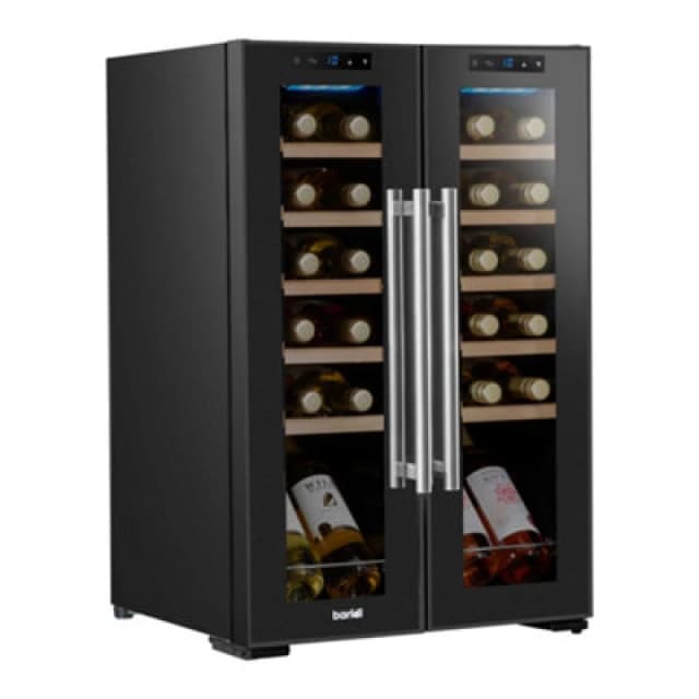 Baridi 24 Bottle Dual Zone Wine Cooler, Touch Screen, LED Light Black Glass Door, Black DH97