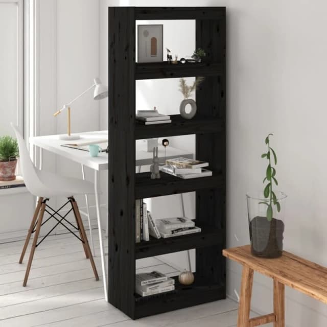 VIDAXL Book Cabinet/Room Divider Black 60x30x167.5cm Solid Wood Pine Vidaxl 8720286608777